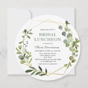 Modern Eucalyptus Geometric Frame BRIDAL LUNCHEON Invitation