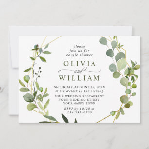 Modern Eucalyptus Geometric Frame COUPLE SHOWER Invitation