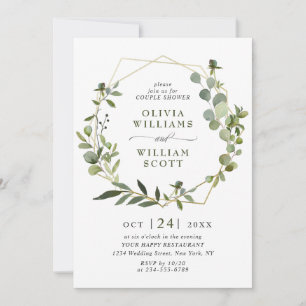 Modern Eucalyptus Geometric Frame COUPLE SHOWER Invitation