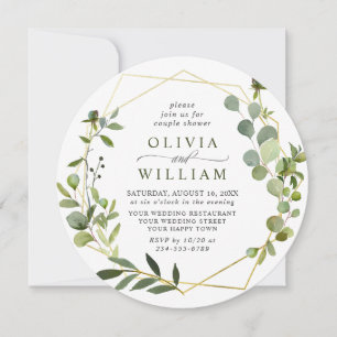 Modern Eucalyptus Geometric Frame COUPLE SHOWER Invitation