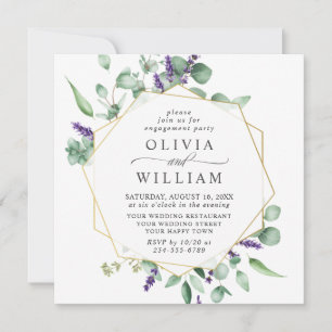 Modern Eucalyptus Geometric Frame ENGAGEMENT PARTY Invitation