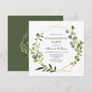 Modern Eucalyptus Geometric Frame ENGAGEMENT PARTY Invitation