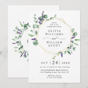 Modern Eucalyptus Geometric Frame ENGAGEMENT PARTY Invitation