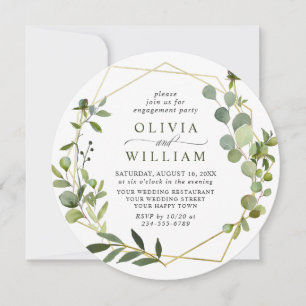 Modern Eucalyptus Geometric Frame ENGAGEMENT PARTY Invitation