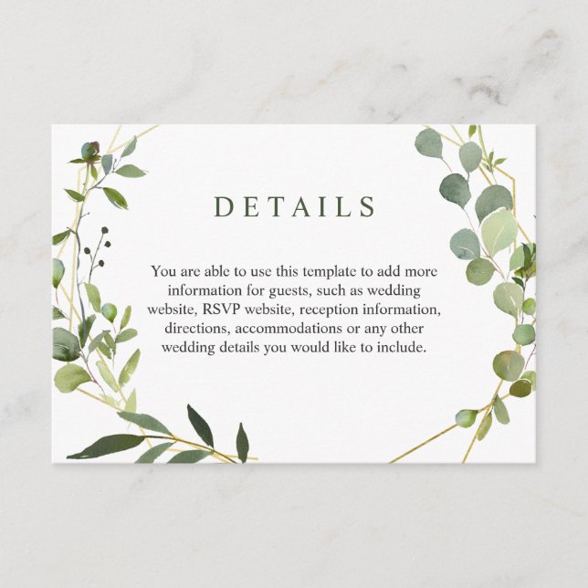 Modern Eucalyptus Geometric Frame Foliage Enclosure Card (Front)