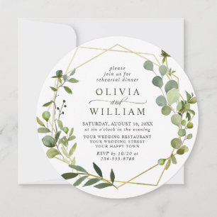 Modern Eucalyptus Geometric Frame REHEARSAL DINNER Invitation