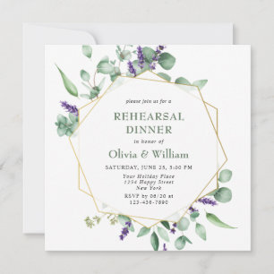 Modern Eucalyptus Geometric Frame REHEARSAL DINNER Invitation