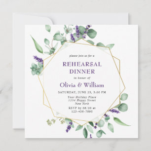 Modern Eucalyptus Geometric Frame REHEARSAL DINNER Invitation