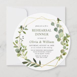 Modern Eucalyptus Geometric Frame REHEARSAL DINNER Invitation