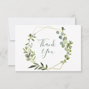 Modern Eucalyptus Geometric Frame Thank You Card