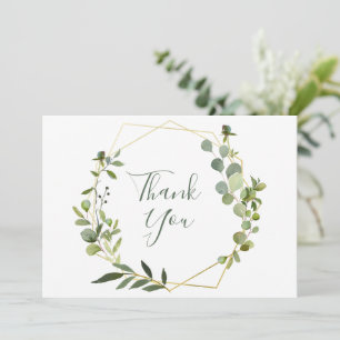 Modern Eucalyptus Geometric Frame Thank You Card
