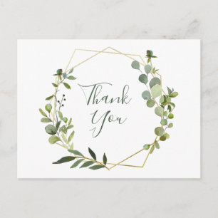 Modern Eucalyptus Geometric Frame Thank You Postcard