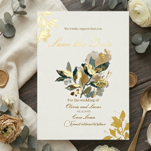 Modern Eucalyptus Gold Foil Botanical Watercolor