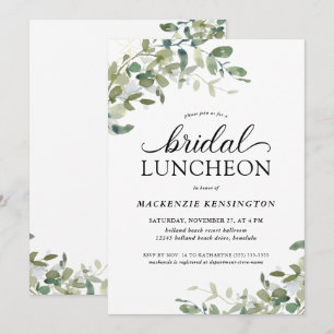 Modern Eucalyptus Green Bridal Luncheon Invitation