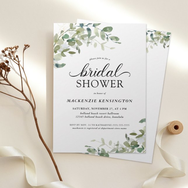 Modern Eucalyptus Green Bridal Shower  Invitation (Creator Uploaded)