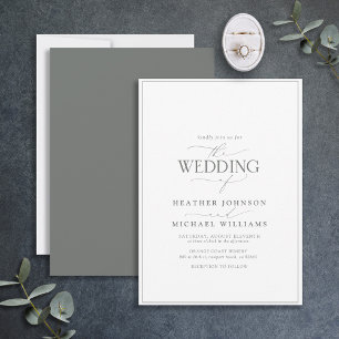 Modern Eucalyptus Green Calligraphy Wedding  Invitation