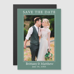 Modern Eucalyptus Green Magnetic Save the Date