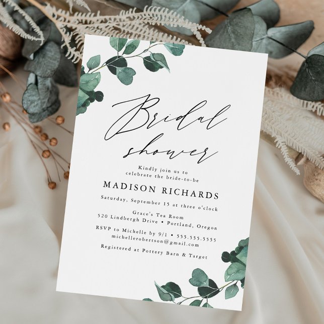 Modern Eucalyptus Greenery Bridal Shower Invitation (Creator Uploaded)