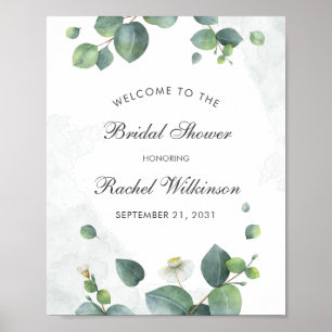 Modern Eucalyptus Greenery Bridal Shower Welcome Poster
