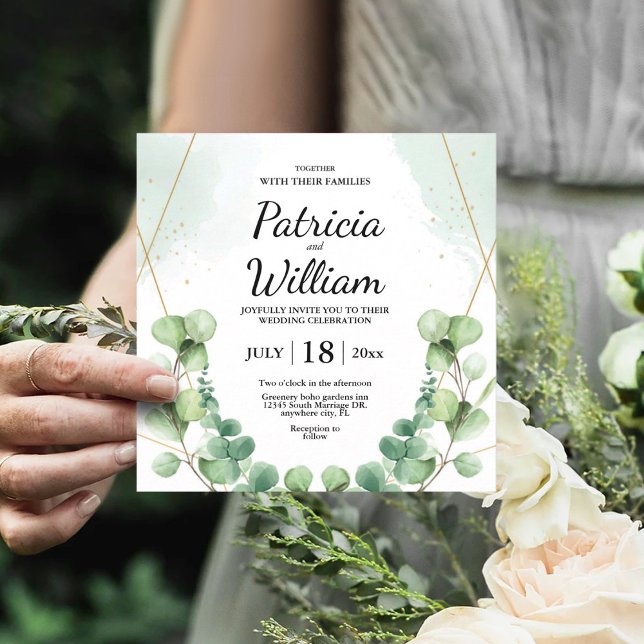Modern Eucalyptus Greenery Bridal Wedding Invitation (Creator Uploaded)