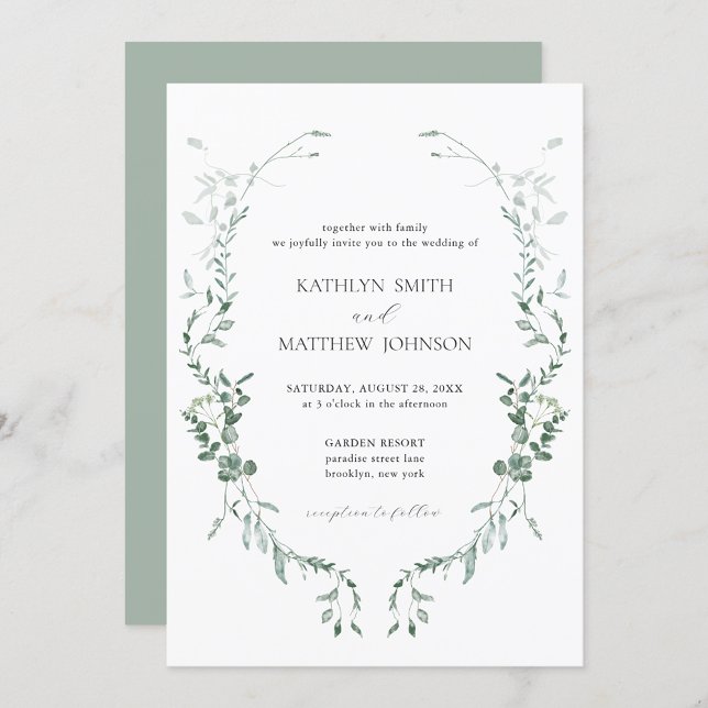 Modern Eucalyptus Greenery Elegant Garden Wedding Invitation (Creator Uploaded)
