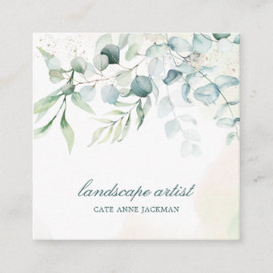 Modern Eucalyptus Greenery Elegant Rustic Square Business Card
