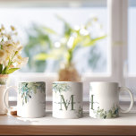 Modern Eucalyptus Greenery Floral Monogram Coffee Mug<br><div class="desc">Elegant Eucalyptus Botanical Floral Monogram Coffee Mug featuring our lovely sage eucalyptus green and dusty blue greenery and modern typography. Easy to customise with your information for a simply coffee or tea mug. Please contact us at cedarandstring@gmail.com if you need assistance with the design or matching products.</div>