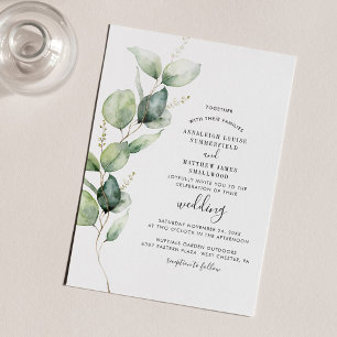 Modern Eucalyptus Greenery Foliage Wedding Invitation
