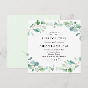 Modern Eucalyptus Greenery Foliage Wedding Square Invitation
