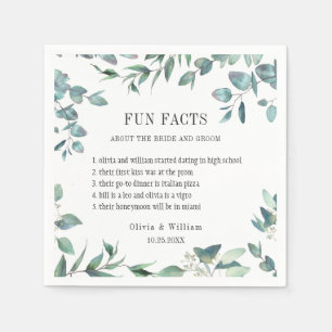 Modern Eucalyptus Greenery Fun Facts Wedding Napkin
