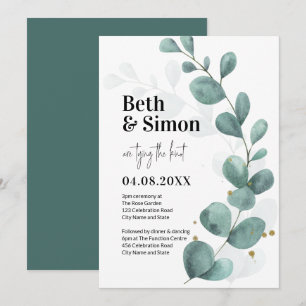 Modern Eucalyptus Greenery Watercolor Wedding Invitation