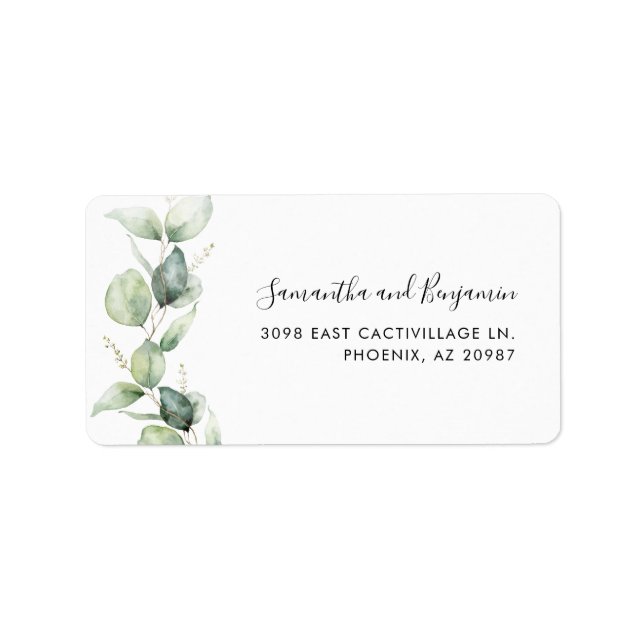 Modern Eucalyptus Greenery Wedding Address Label (Front)
