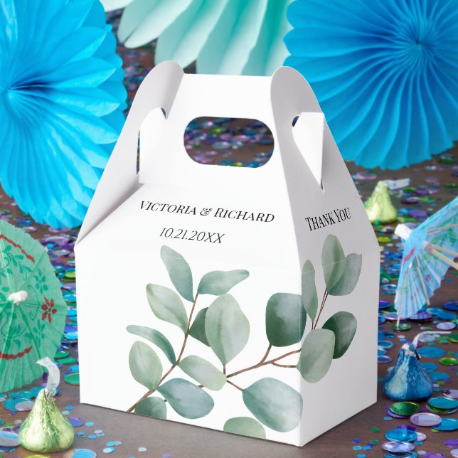 Modern Eucalyptus Greenery Wedding Favour Box (Party)