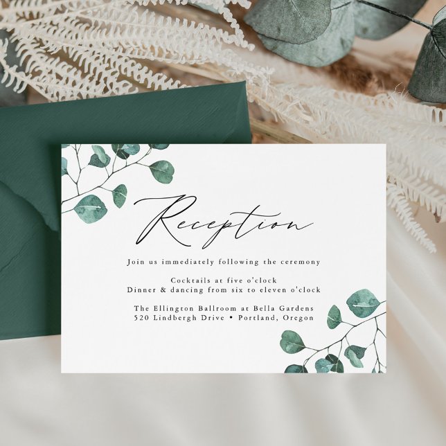 Modern Eucalyptus Greenery Wedding Reception Enclosure Card (Creator Uploaded)