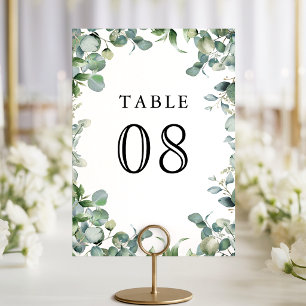 Modern Eucalyptus Greenery Wedding Table Number