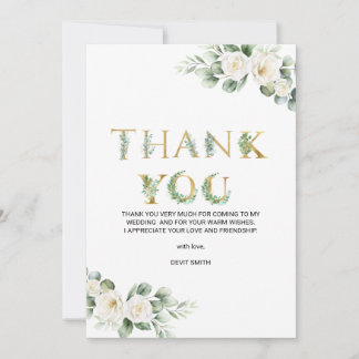 modern eucalyptus greenery wedding thank you card