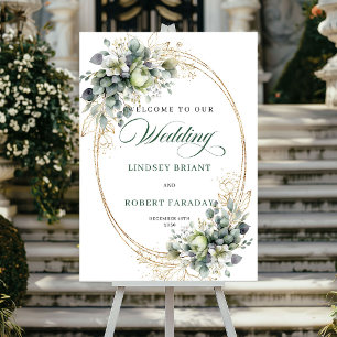 Modern Eucalyptus Greenery Wedding Welcome Sign