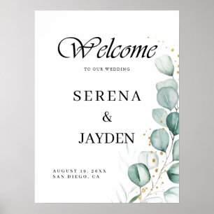 Modern Eucalyptus Greenery Wedding Welcome Sign