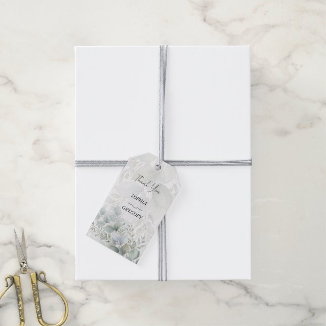 Modern Eucalyptus Horizontal Wedding Thank You Tag (With Twine)