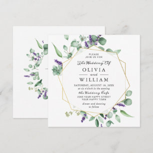 Modern Eucalyptus Lavender Geometric Frame Wedding Invitation