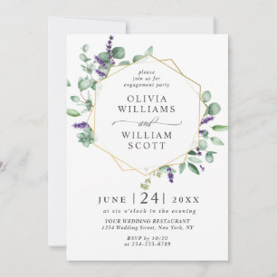 Modern Eucalyptus Lavender PHOTO ENGAGEMENT PARTY Invitation