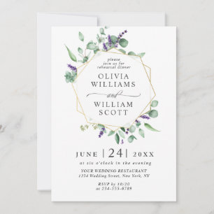 Modern Eucalyptus Lavender PHOTO REHEARSAL DINNER Invitation