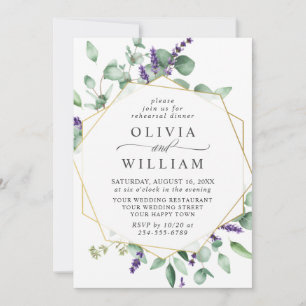 Modern Eucalyptus Lavender  REHEARSAL DINNER Invitation