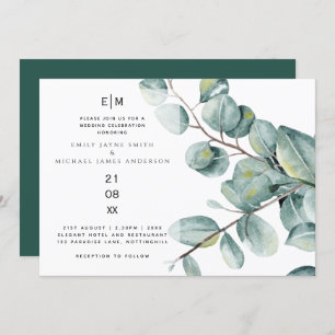 Modern Eucalyptus Leaves Greenery Wedding Invites