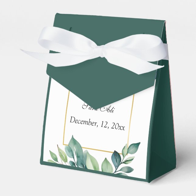 Modern Eucalyptus Leaves Muslim  Favour Box (Front Side)