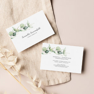 Modern Eucalyptus Minimalist Elegant Script Business Card