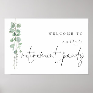 Modern Eucalyptus Name Welcome Retirement Party Poster