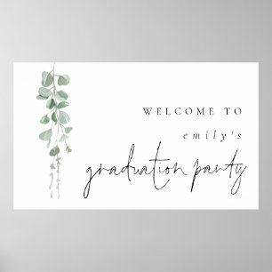 Modern Eucalyptus Name Welcome to Graduation Party Poster