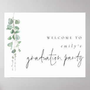 Modern Eucalyptus Name Welcome to Graduation Party Poster