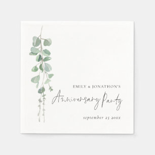 Modern Eucalyptus Names Anniversary Party Napkin
